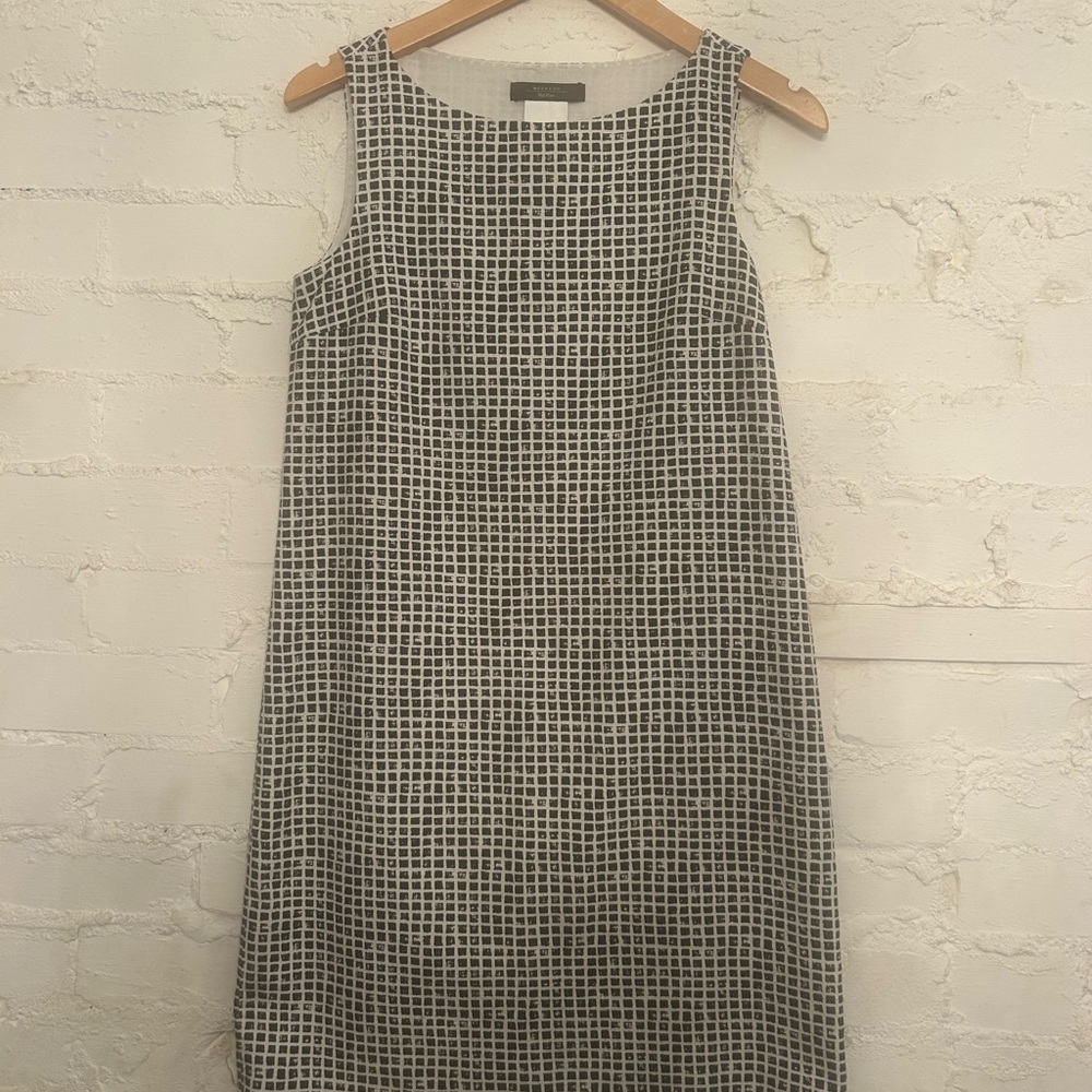 MaxMara Black and White Grid Midi Dress
